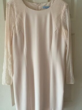 ANTONIO MELANI Soft Blush Pink Long Sleeve Sheer Sequin Dress